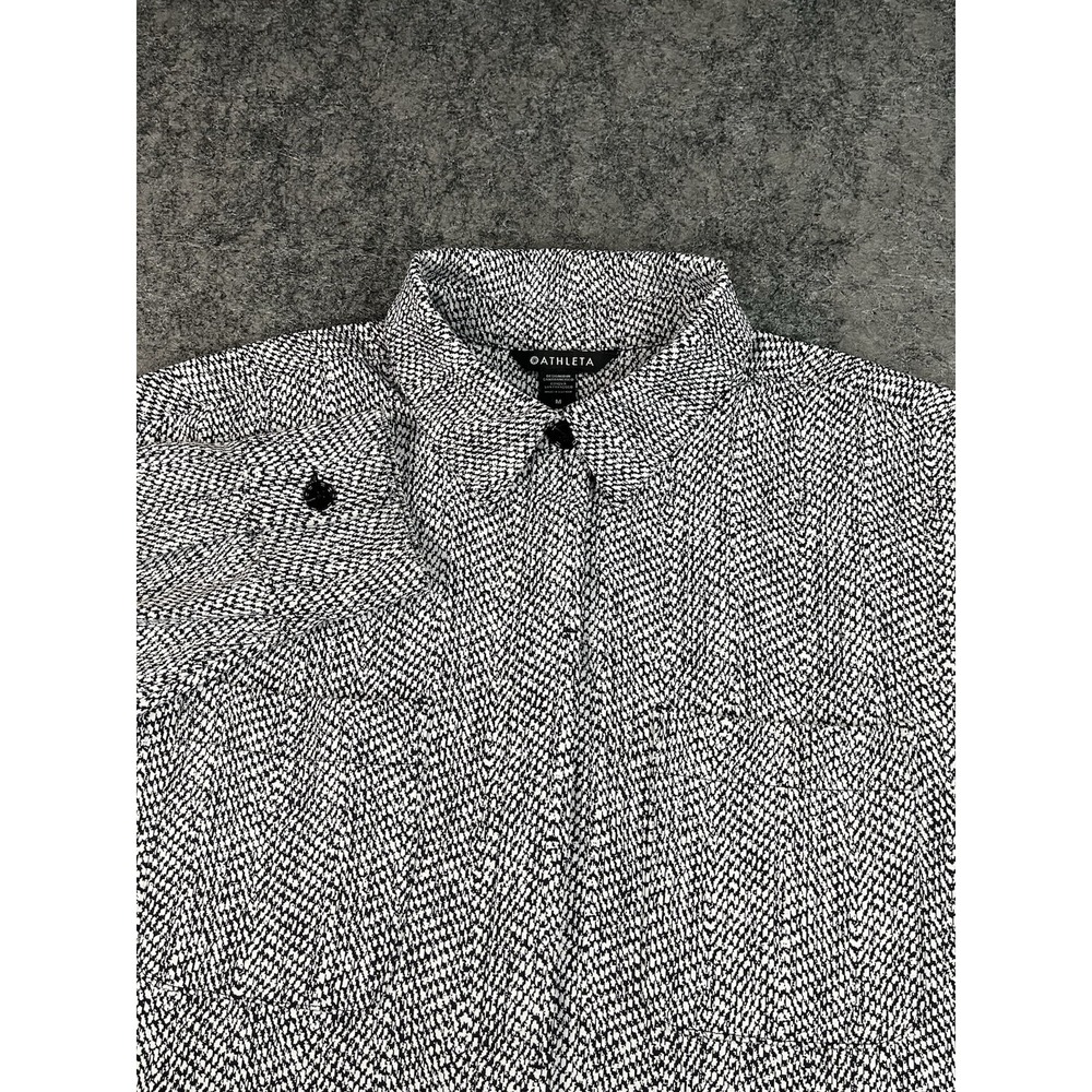 Athleta Shirt Jacket Womens M Textured Button Up Braiden Black White 882490 EUC